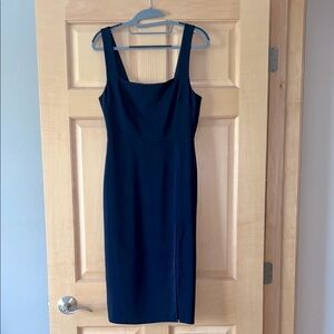 Aritzia Navy Sheath Midi Dress Square Neck Sleeveless